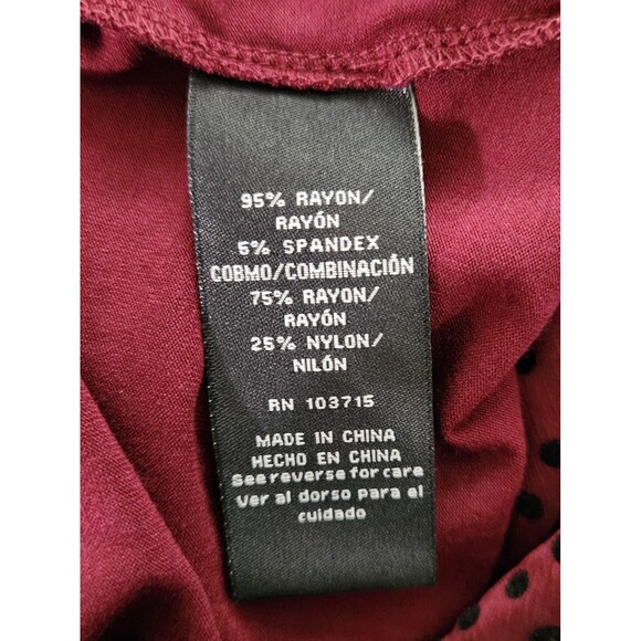 Zac & Rachel Woman Blouse Size 2X Burgundy Long Sheer Polka Dot Sleeves - Picture 6 of 7